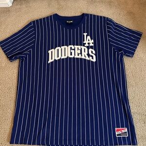 New Era Dodgers Blue Striped Shirt